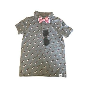 Mini Shatsu Graphic Polo Shirt With Bow Tie